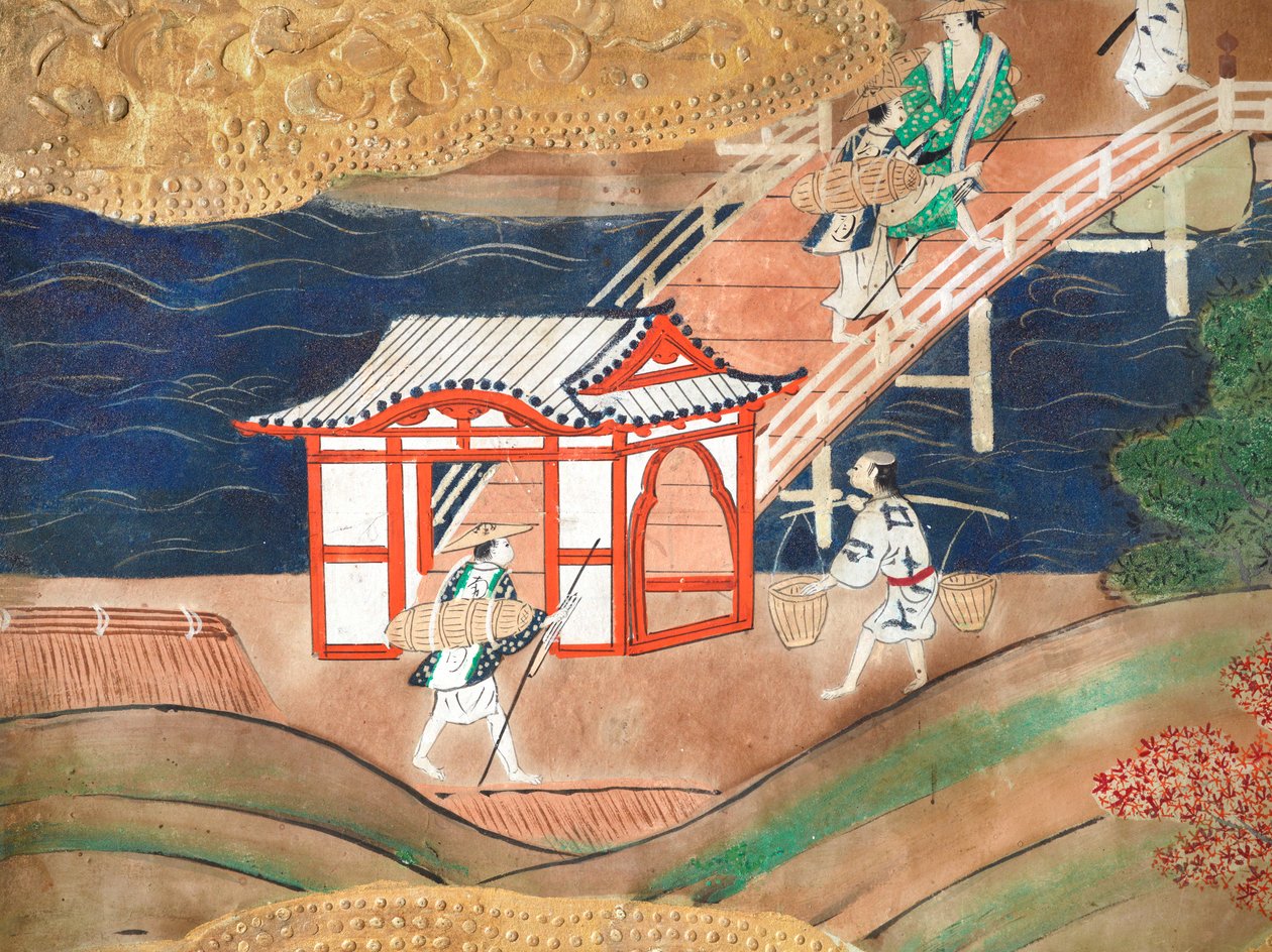Osakazu Byobu - Japanese Eight-Panel Folding Screen by Japanese School