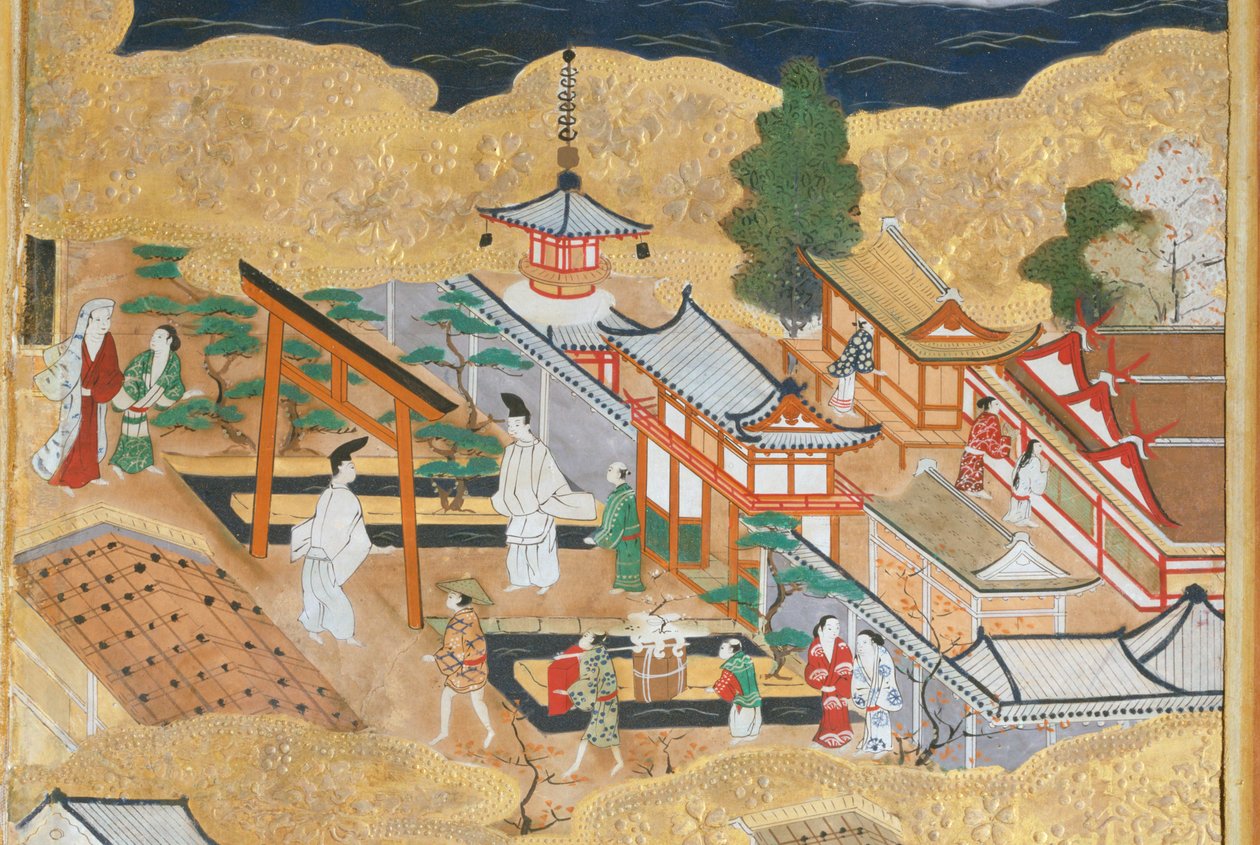 Osakazu Byobu - Japanese eight-panel folding screen by Japanese School