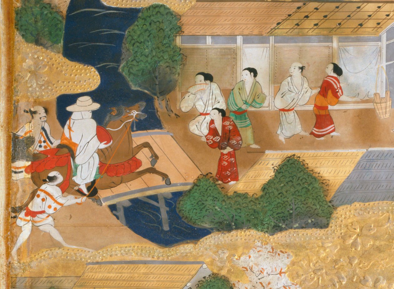 Osakazu Byobu - Japanese eight-panel folding screen by Japanese School