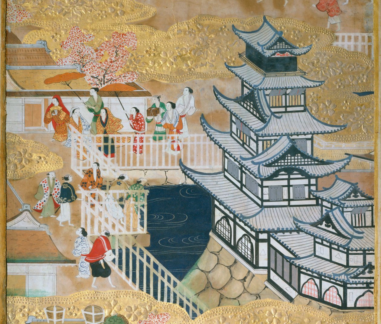 Osakazu Byobu - Japanese eight-panel folding screen by Japanese School