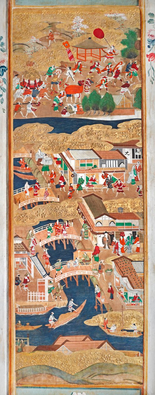 Osakazu Byobu - Japanese eight-panel folding screen by Japanese School