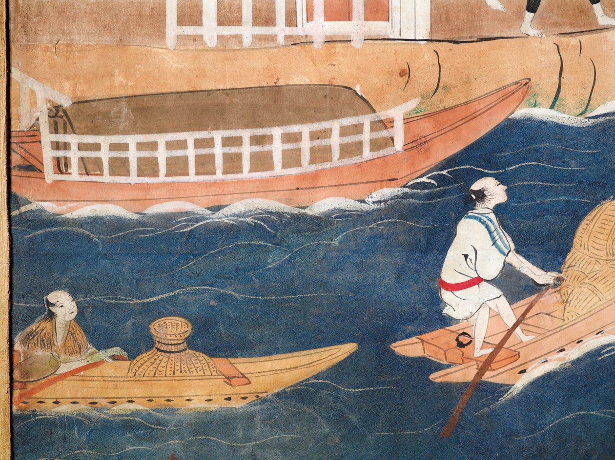 Osakazu Byobu - Japanese eight-panel folding screen by Japanese School