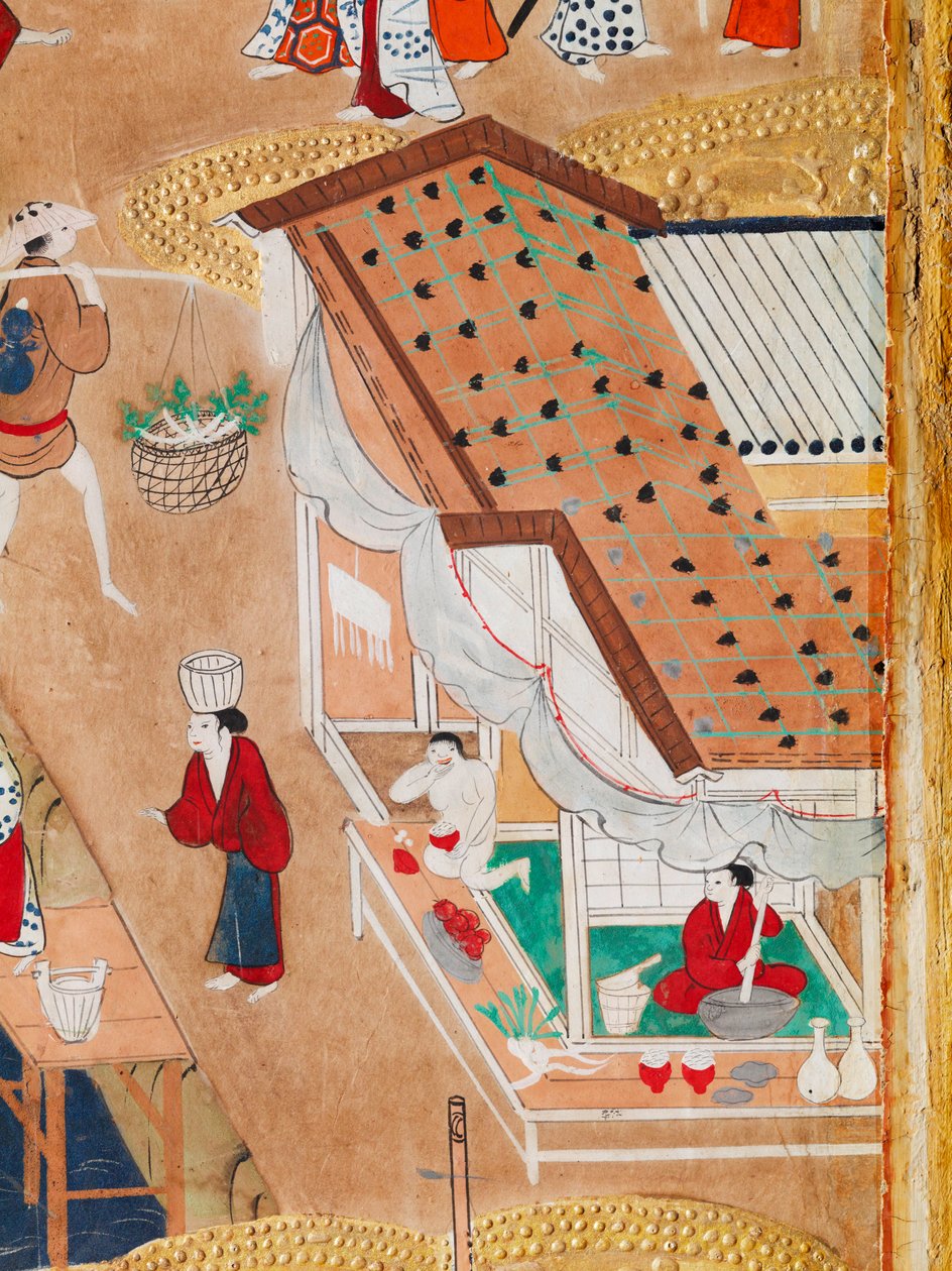Osakazu Byobu - Japanese eight-panel folding screen by Japanese School