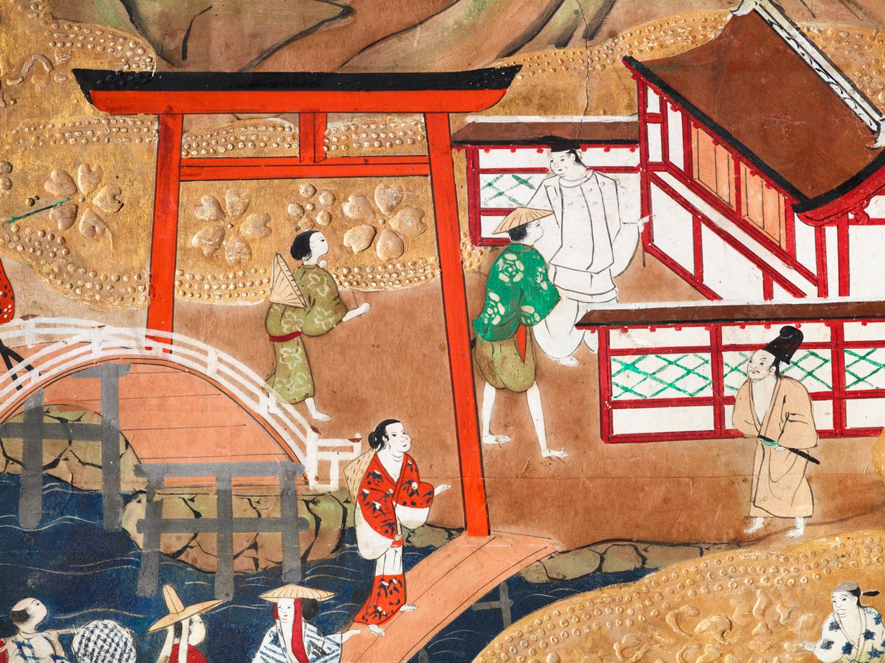 Osakazu Byobu - Japanese eight-panel folding screen by Japanese School