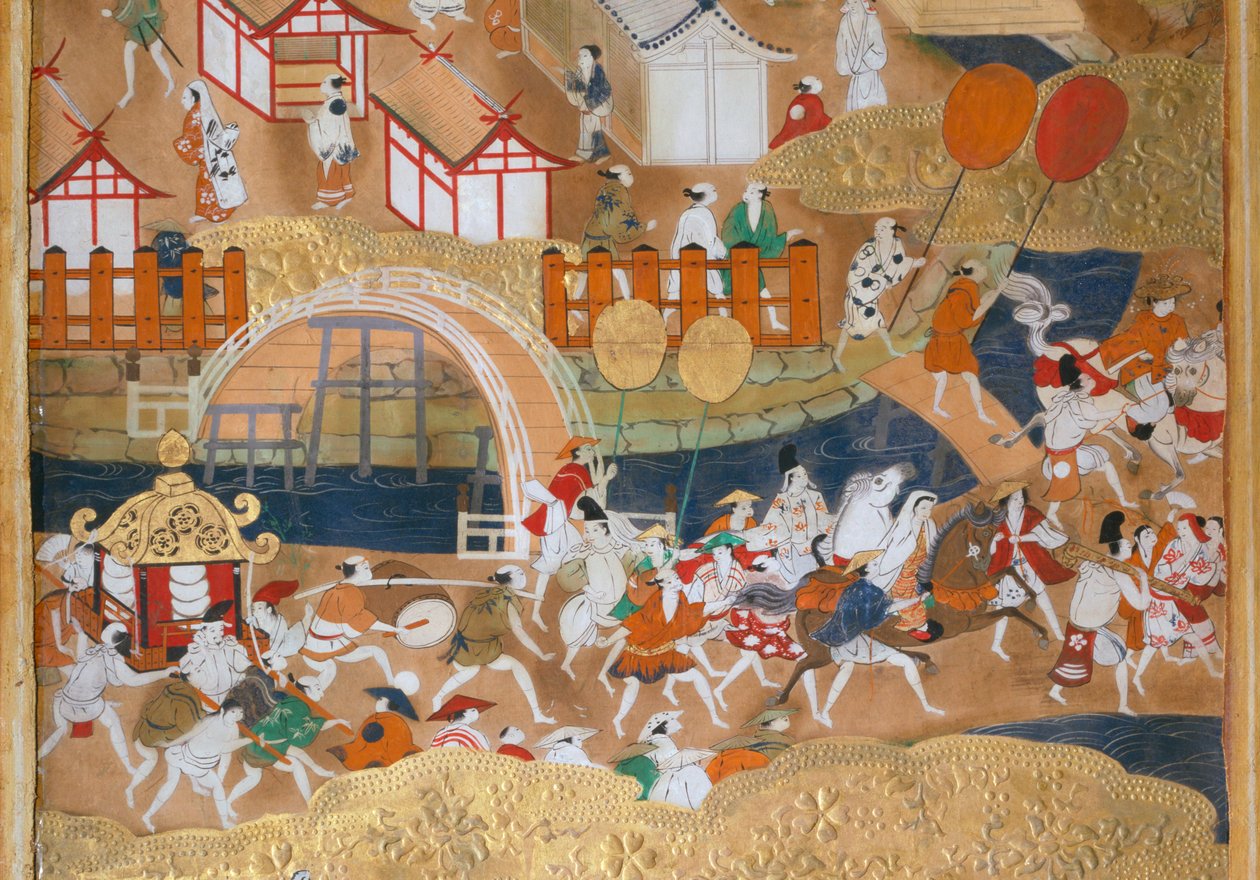 Osakazu Byobu - Japanese eight-panel folding screen by Japanese School