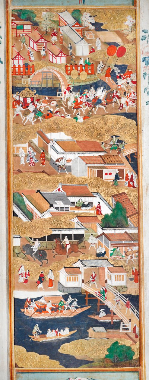 Osakazu Byobu - Japanese eight-panel folding screen by Japanese School
