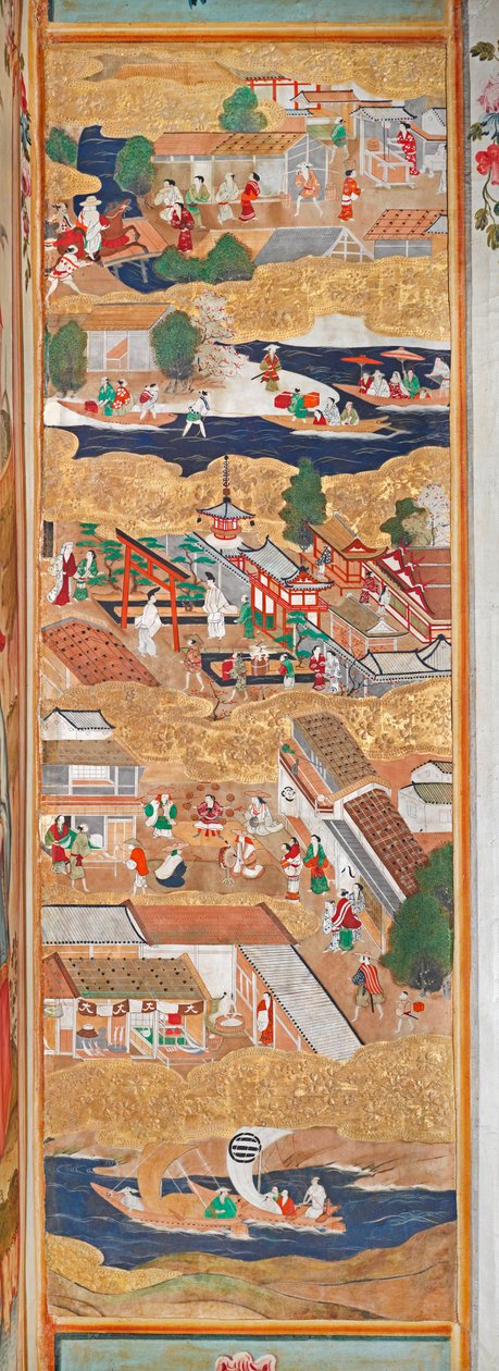 Osakazu Byobu - Japanese eight-panel folding screen by Japanese School