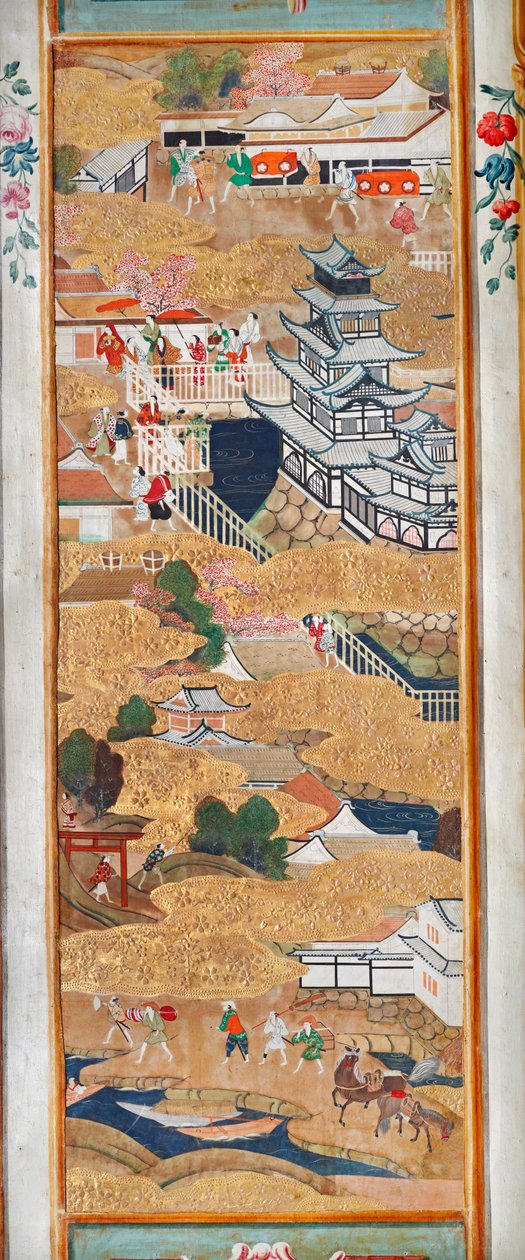 Osakazu Byobu - Japanese eight-panel folding screen by Japanese School