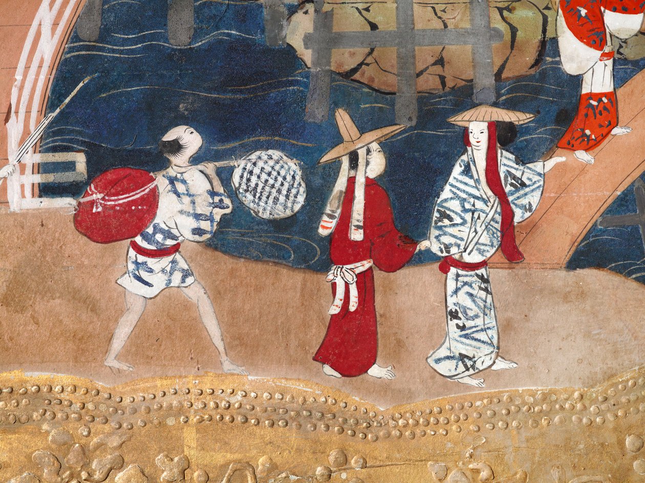 Osakazu Byobu - Japanese eight-panel folding screen by Japanese School