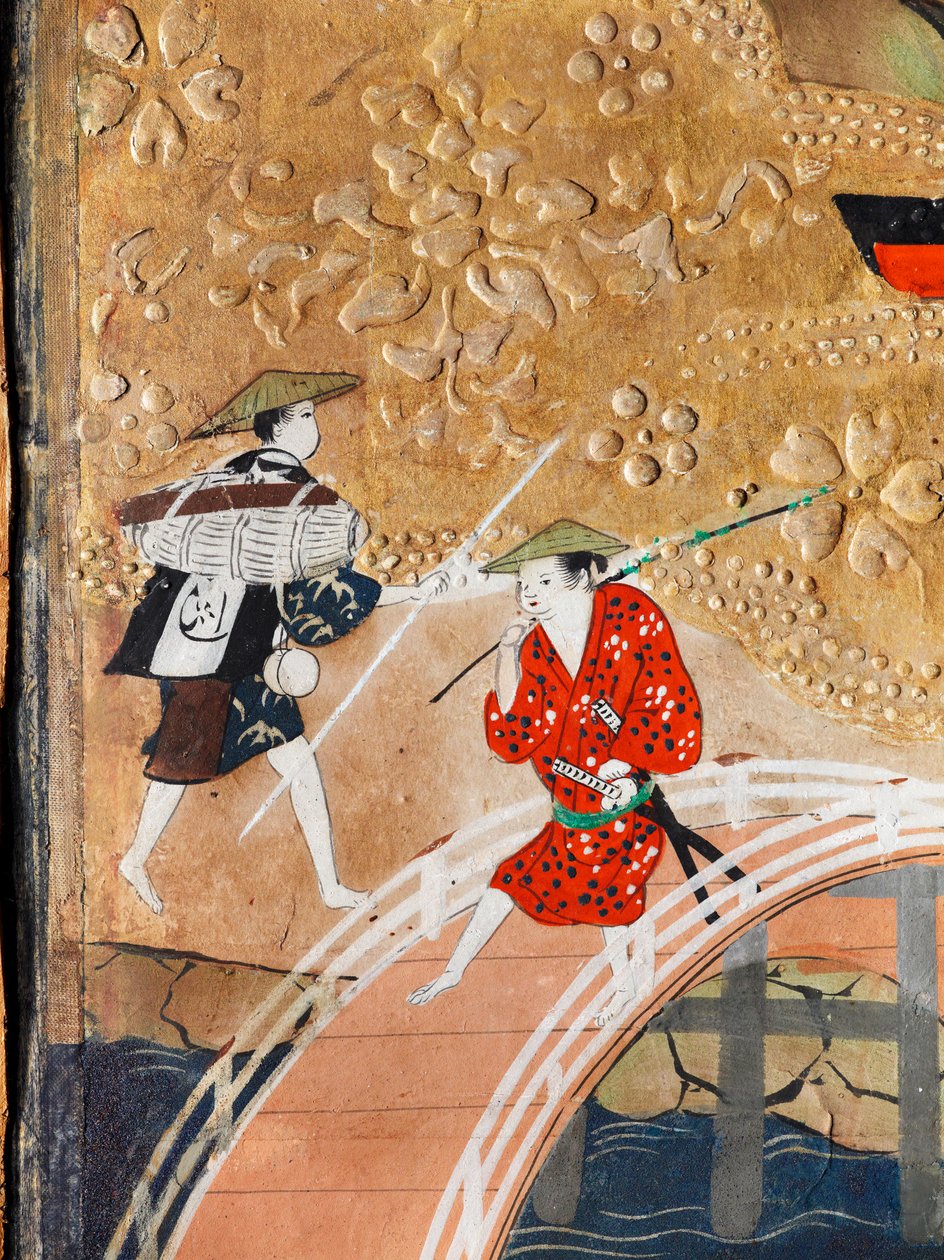 Osakazu Byobu - Japanese eight-panel folding screen by Japanese School