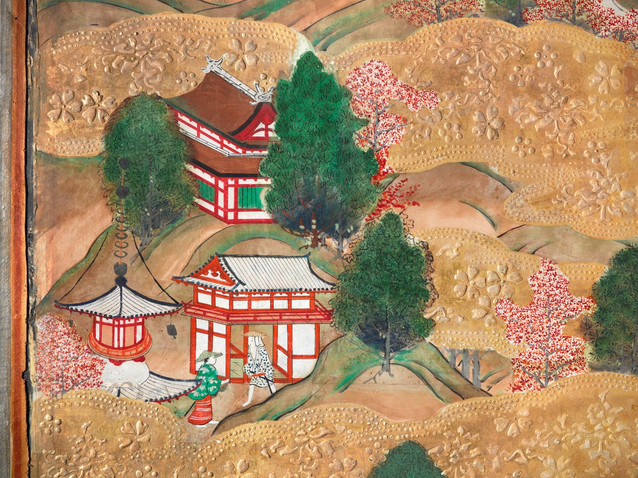 Osakazu Byobu - Japanese eight-panel folding screen by Japanese School