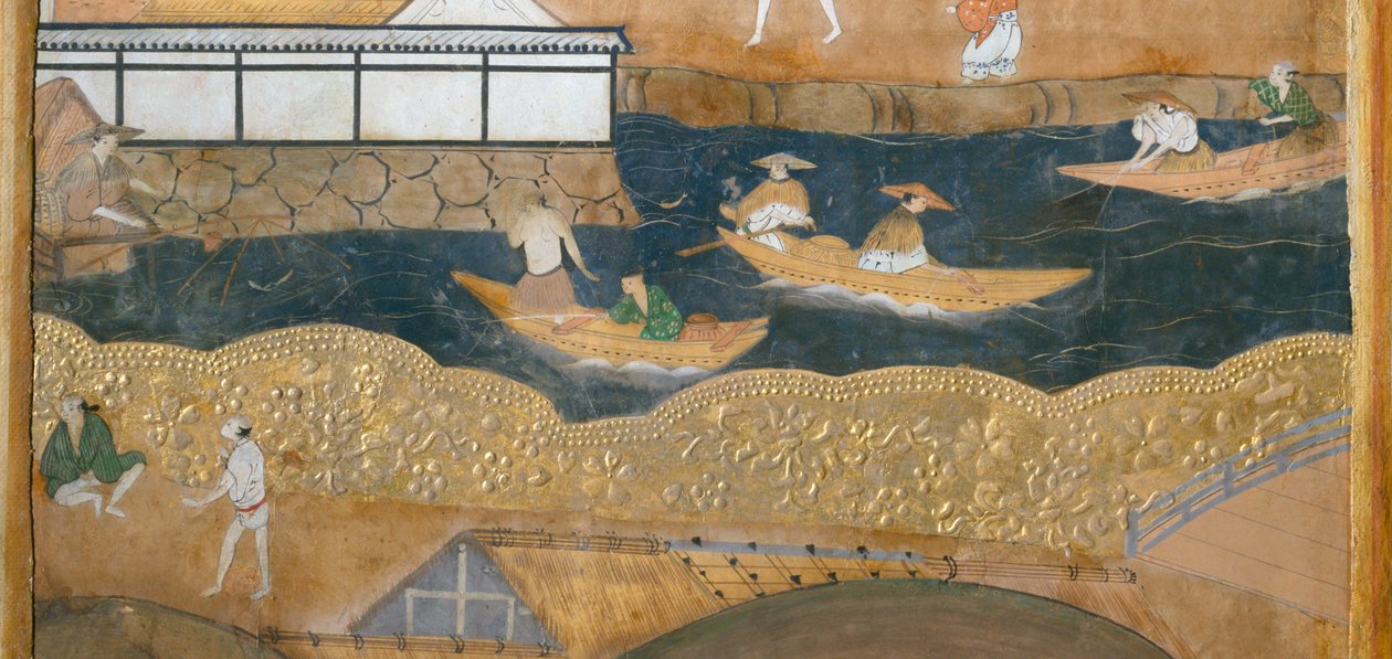 Osakazu Byobu - Japanese eight-panel folding screen by Japanese School