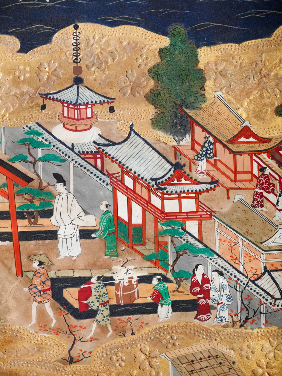 Osakazu Byobu - Japanese eight-panel folding screen by Japanese School