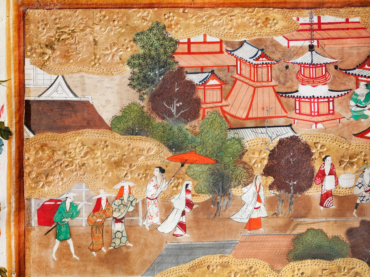 Osakazu Byobu - Japanese eight-panel folding screen by Japanese School