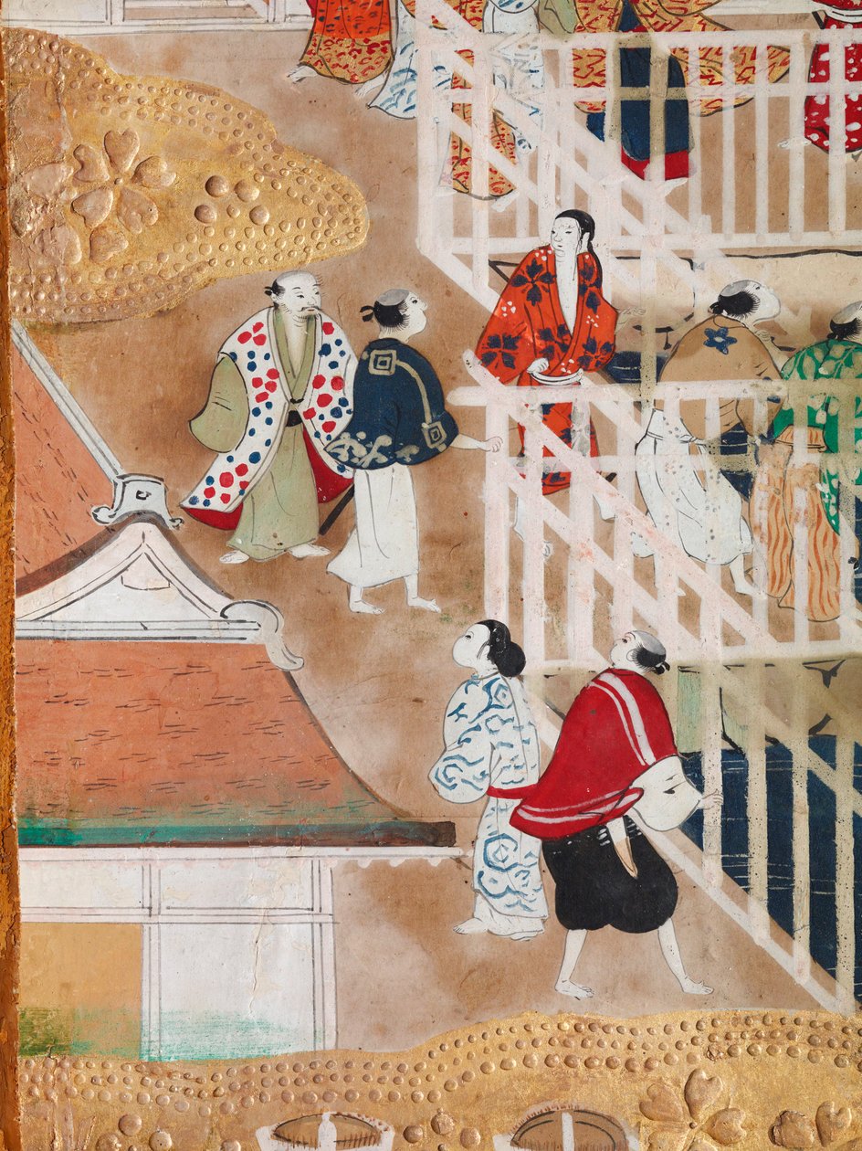 Osakazu Byobu - Japanese eight-panel folding screen by Japanese School