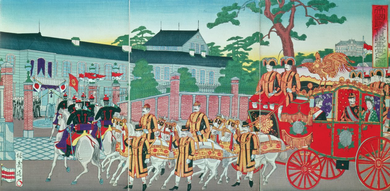 The Emperor Mutsuhito (1852-1912) Returning to His Palace in Tokyo, Late 19th Century by Japanese School