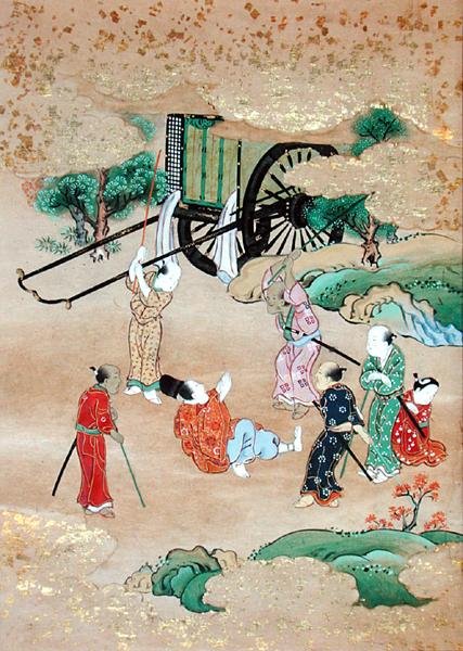 The Monk Shogaku (1126-1235) Being Attacked by Brigands by Japanese School