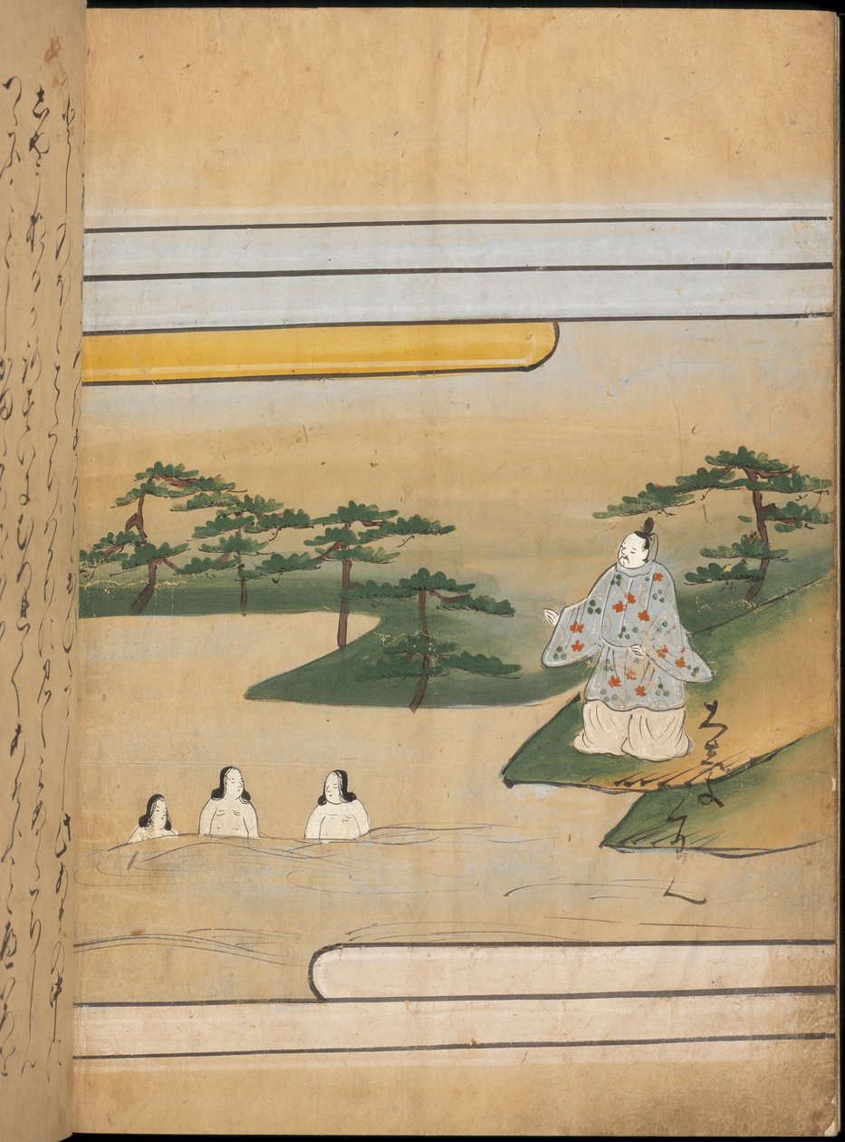 Three Women in Water, Illustration from the Taishokkan by Japanese School