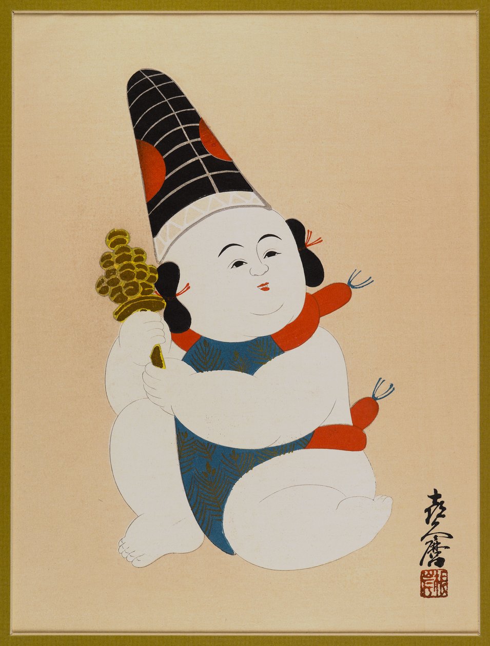Untitled (Seated Boy, Wearing Hat, and Holding a Toy) by Japanese School