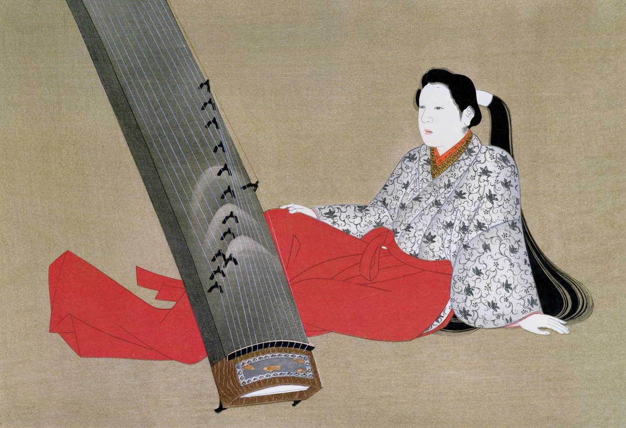 Woman Playing the Koto, reproduced in The Kokka magazine, c.1896-97 by Japanese School