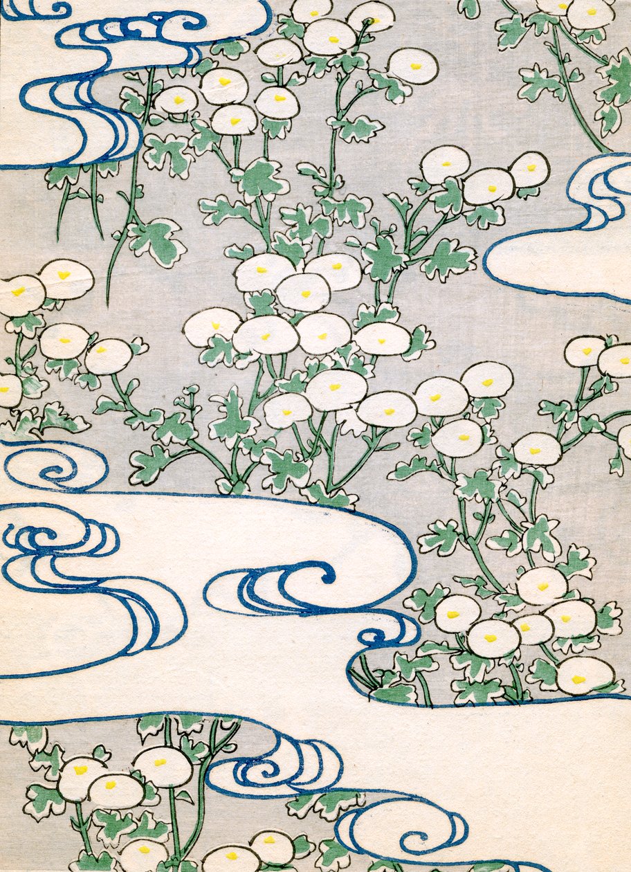 Blooming Vines and Wave Pattern by Japanese School