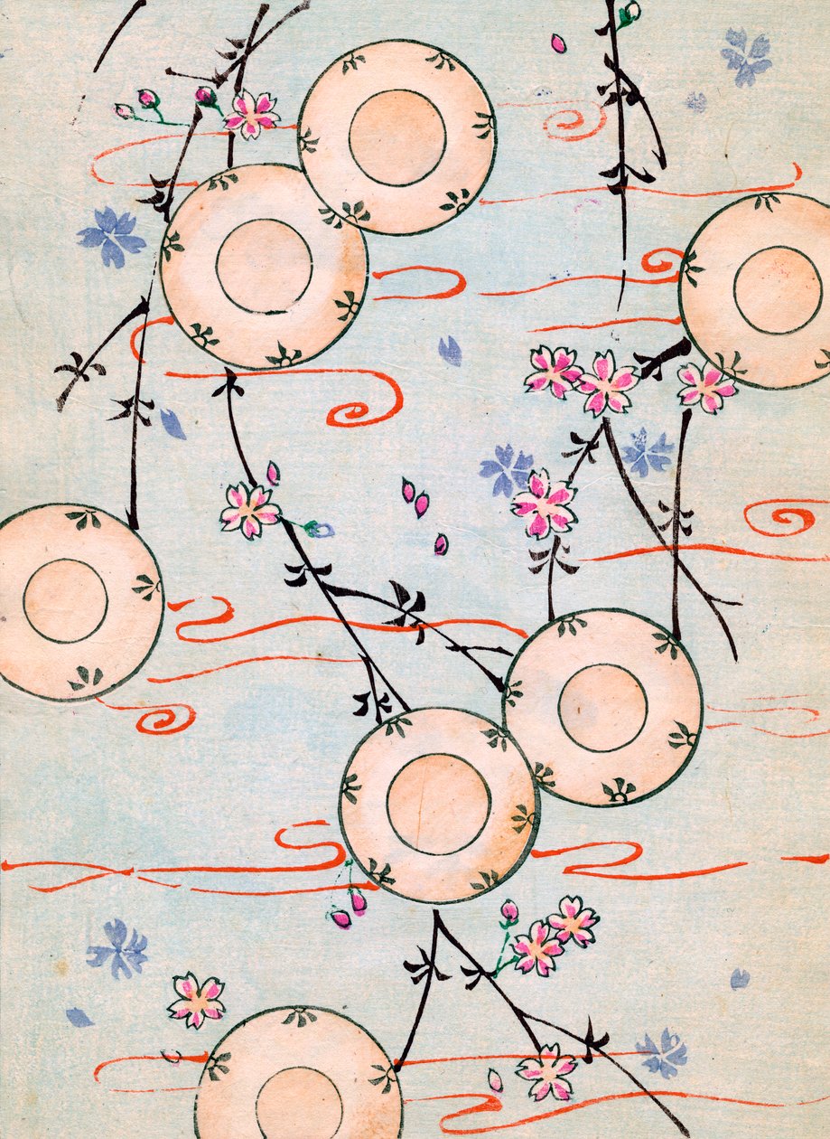 Lanterns in a Blooming Cherry Tree by Japanese School