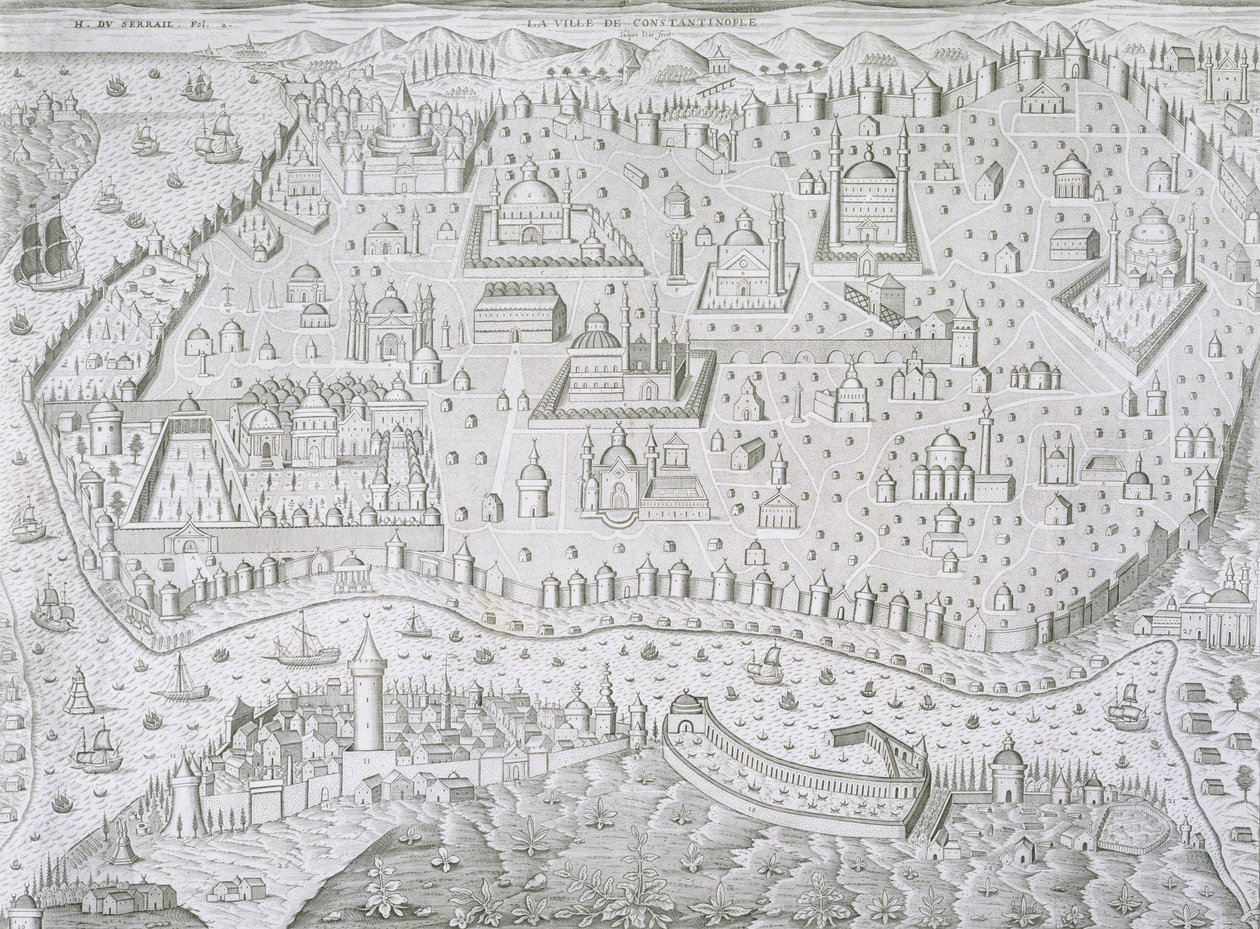 Town Map of Constantinople, Turkey, c.1650 by Jaspar de Isaac