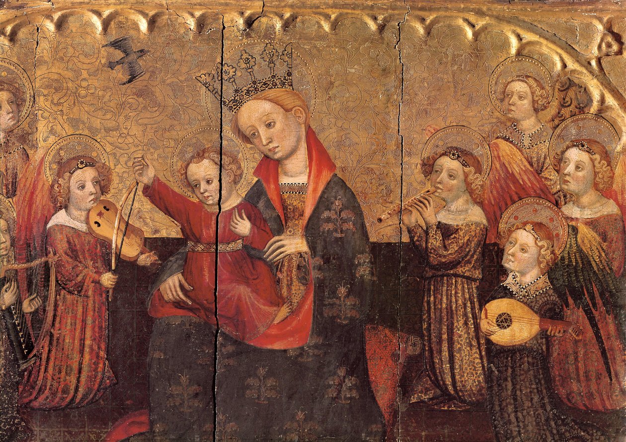 Compartment from an Altarpiece with the Virgin and the Child and Angel Musicians, Early 15th Century by Jaume Cabrera