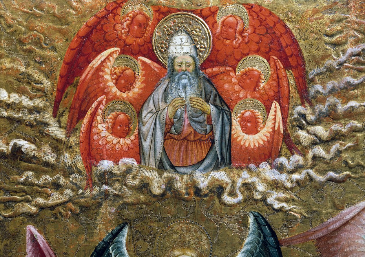 God the Father surrounded by angels, altarpiece from Verdu by Jaume Ferrer