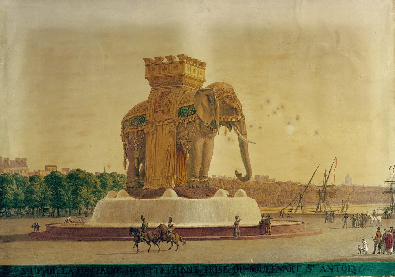View of the Elephant Fountain at the Place de la Bastille by Jean Antoine Alavoine