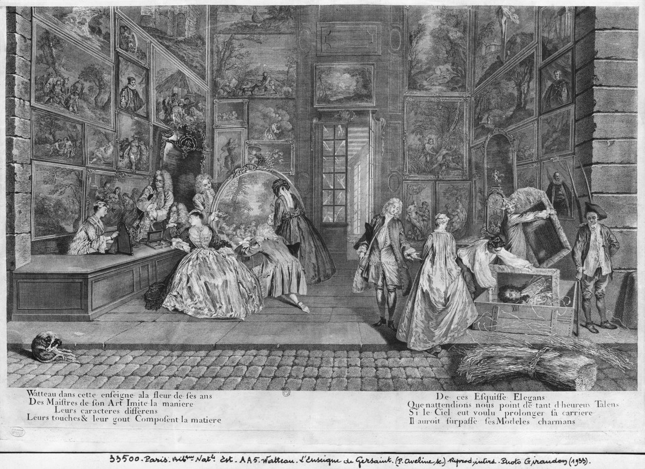 The shop sign of Gersaint, engraved by Pierre Aveline (c.1656-1722) c.1720 by Jean Antoine Watteau