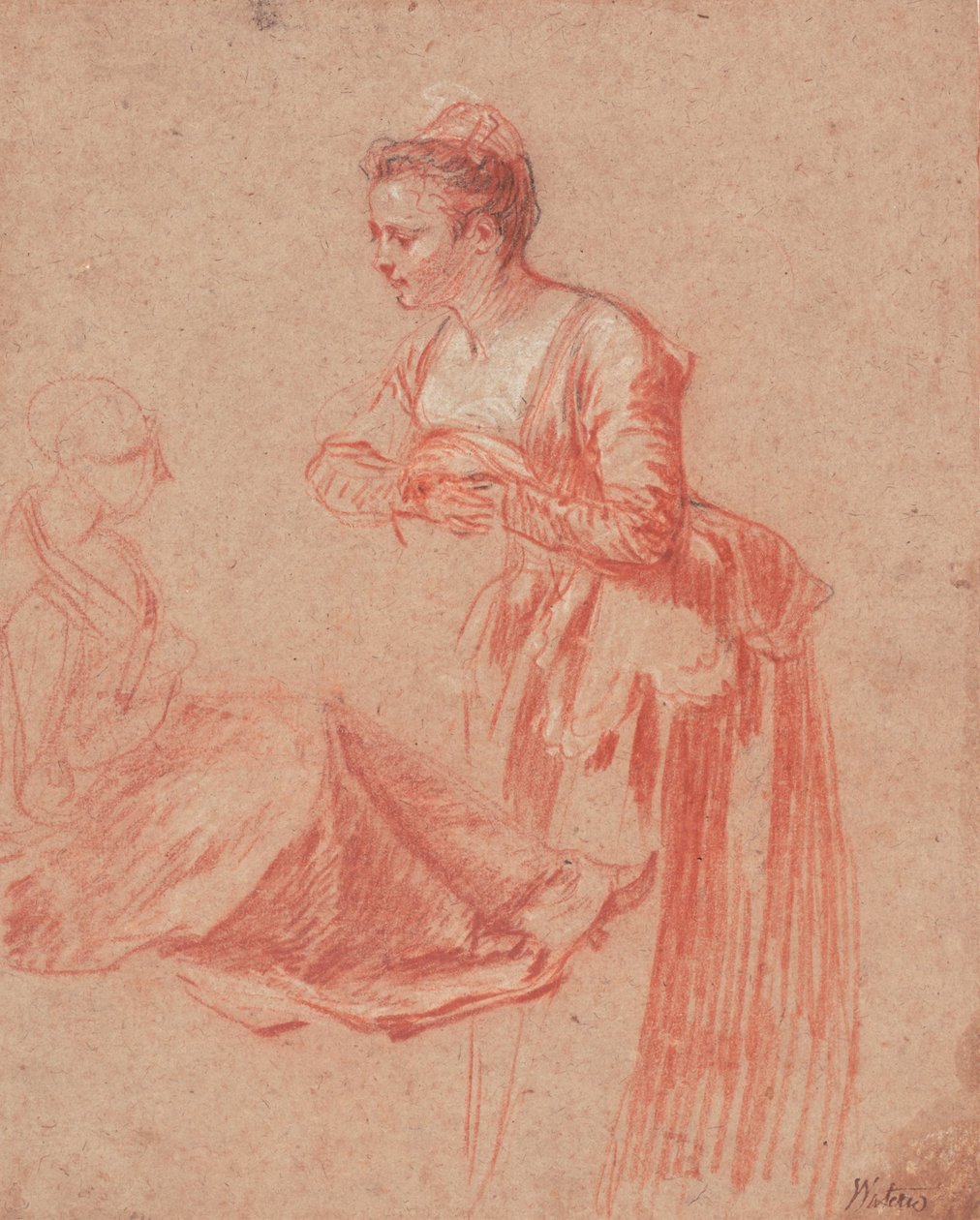 Two Figure Studies of a Young Woman, 1715-1717 by Jean Antoine Watteau