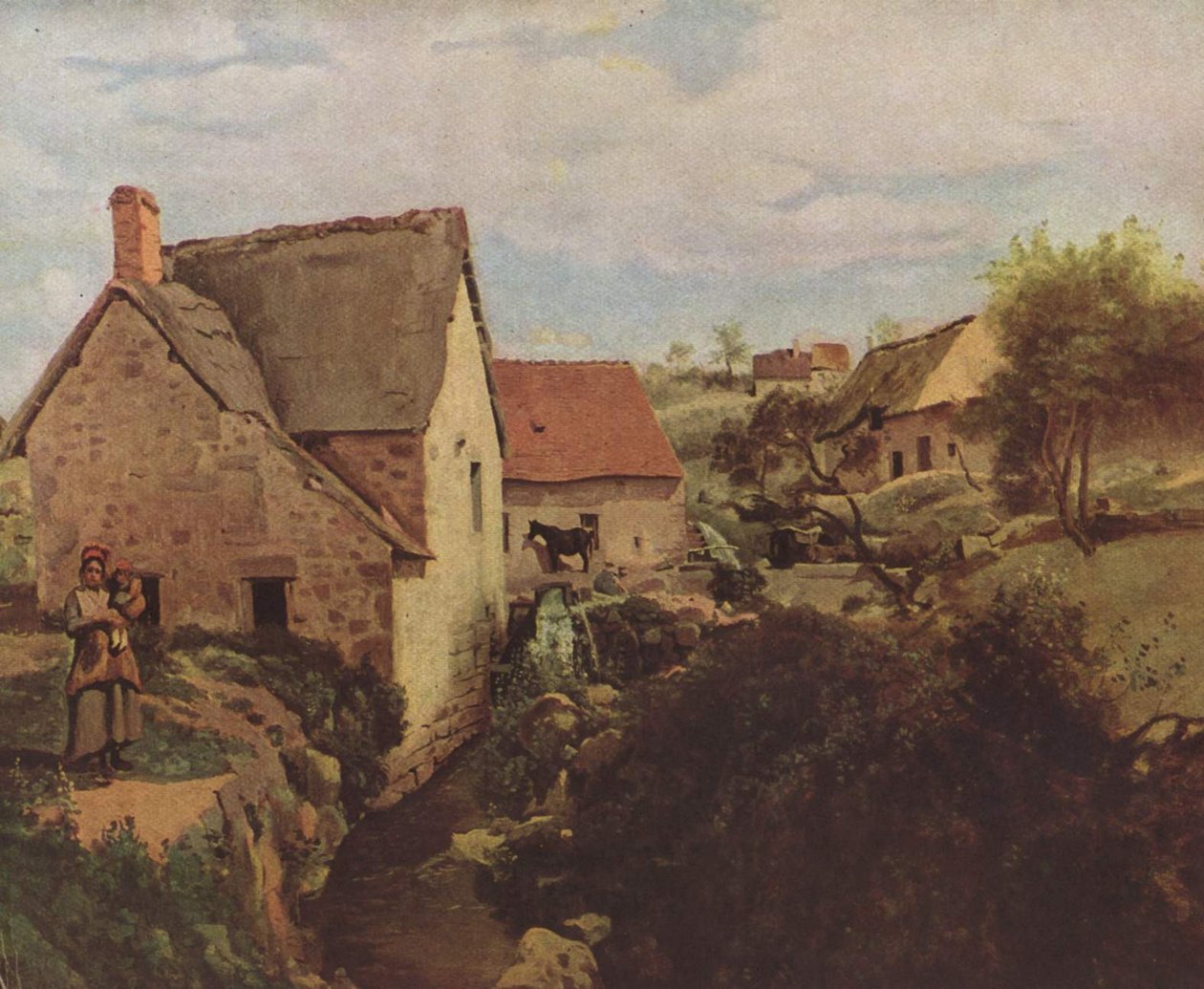 Cottages and a Mill on the Banks of a Stream by Jean Baptiste Camille Corot