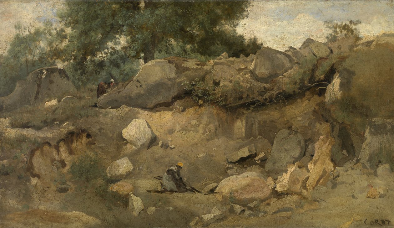 Stone Mine Chaise-Marie at Fontainebleau by Jean-Baptiste-Camille Corot