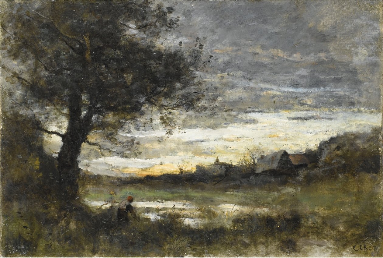 Memory of Normandy, Sunset by Jean Baptiste Camille Corot