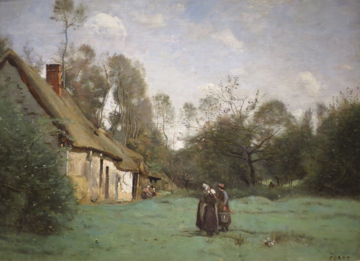 Thatched Cottage in Normandy by Jean Baptiste Camille Corot