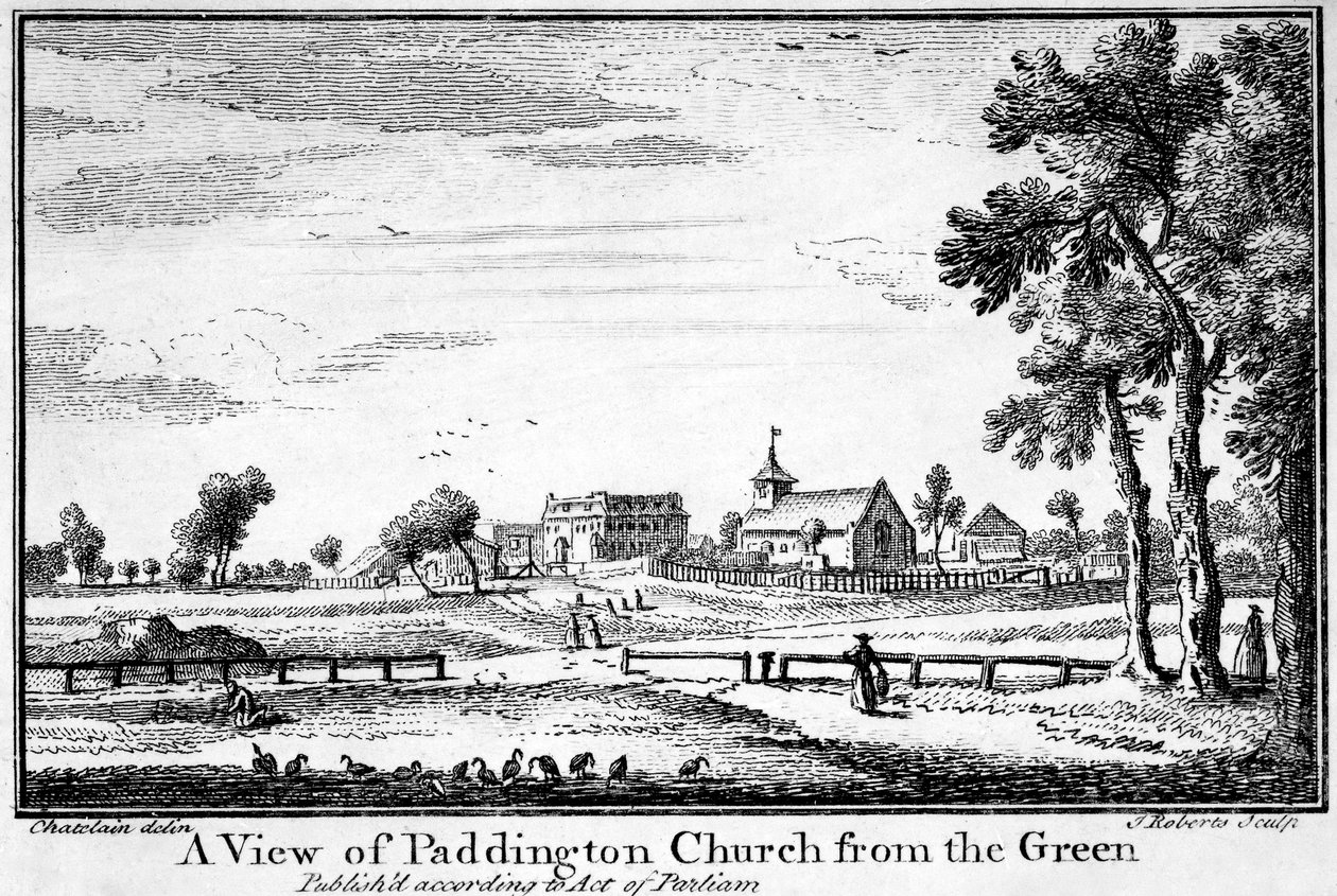 A View of Paddington Church from the Green by Jean Baptiste Claude Chatelain