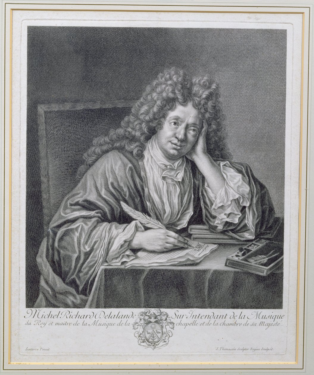 Portrait of Michel Richard Delalande, Superintendant of Music, engraved by Simon Thomassin by Jean Baptiste Santerre