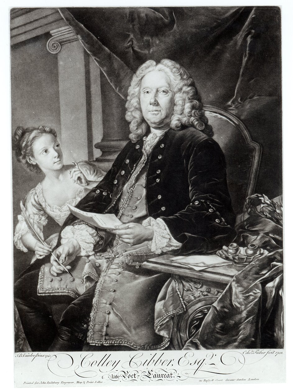 Colley Cibber, engraved by Edward Fisher by Jean Baptiste Vanloo