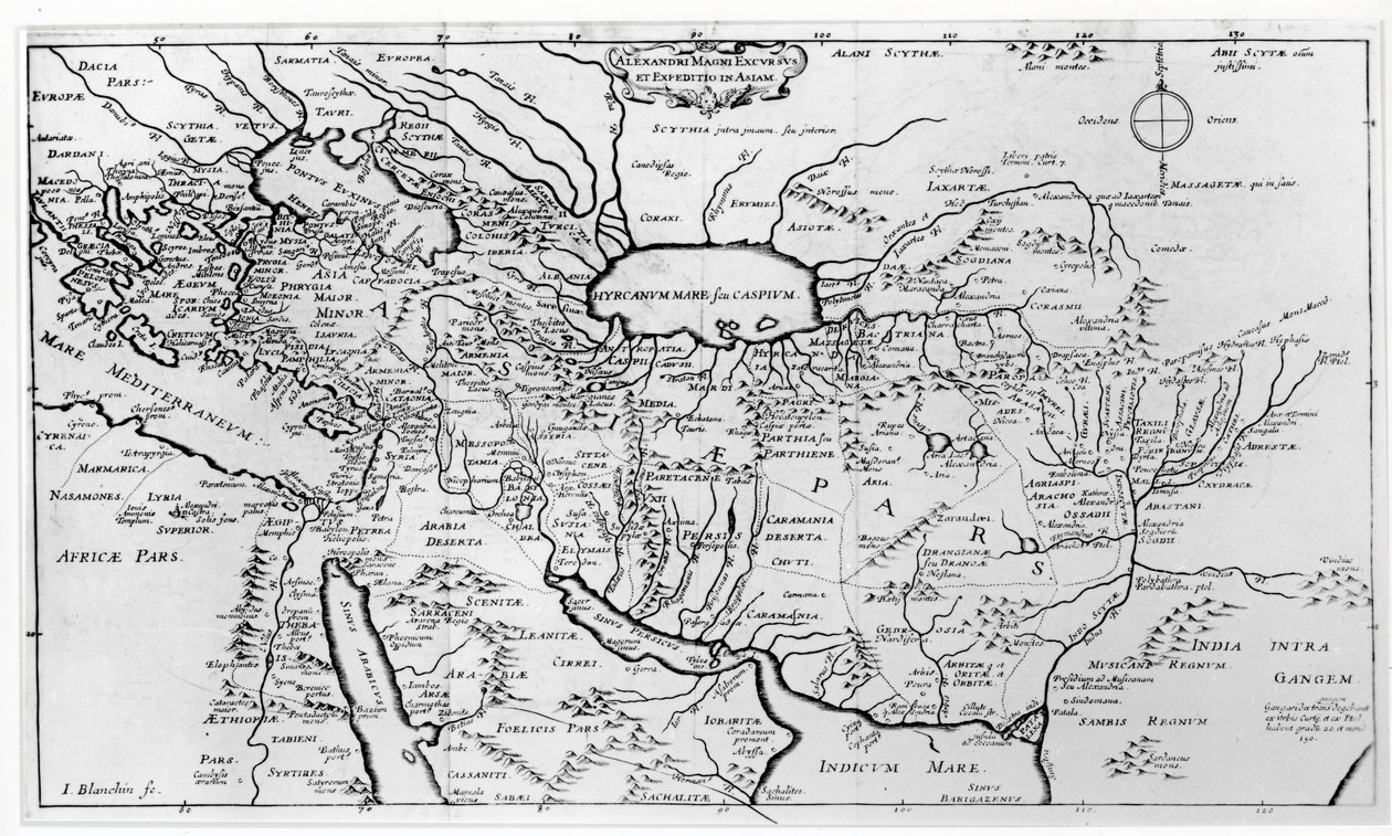 Map of the Travels and the Expeditions of Alexander the Great in Asia by Jean Blanchin