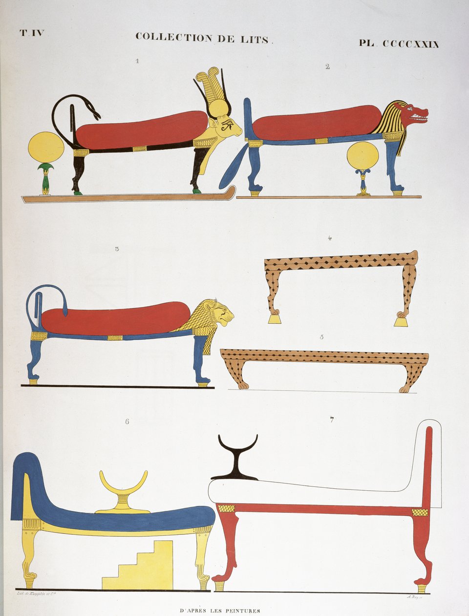 Collection of Ancient Egyptian Beds, 1839-45 by Jean Francois Champollion