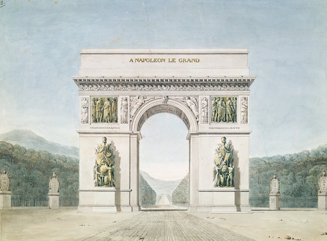 Design for the Arc de Triomphe with a Wooded Background by Jean Francois Therese Chalgrin