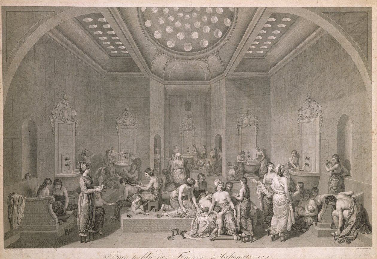 The Public Baths for Mahommedan Women, engraved by Robert Delaunay by Jean Jacques Francois Lebarbier