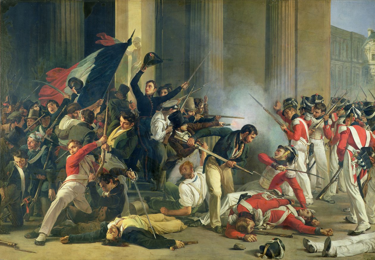 Scene of the 1830 Revolution at the Louvre by Jean Louis Bezard