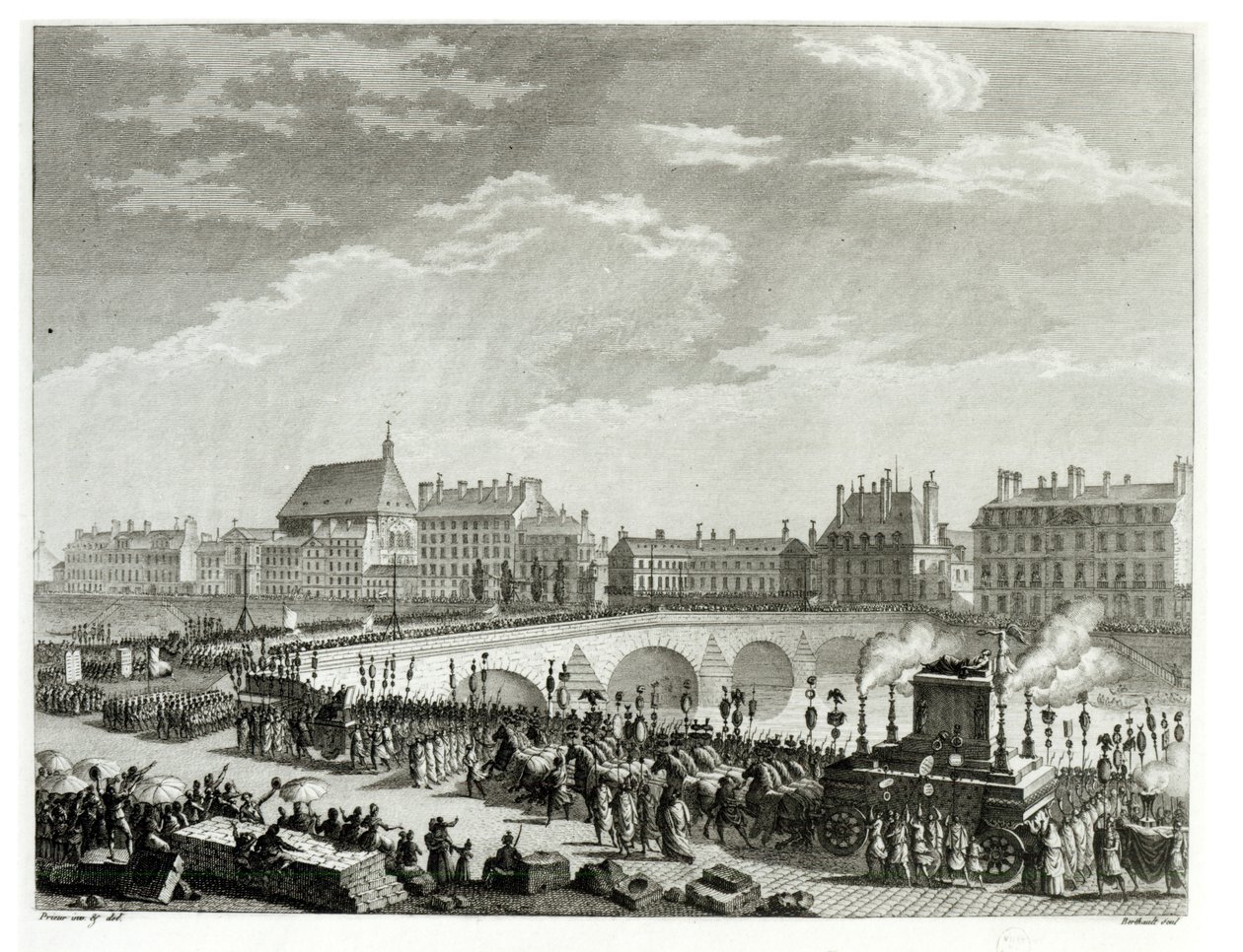 The Triumph of Voltaire, 11th July 1791, engraved by Pierre Gabriel Berthault (1737-1831) by Jean Louis the Younger Prieur