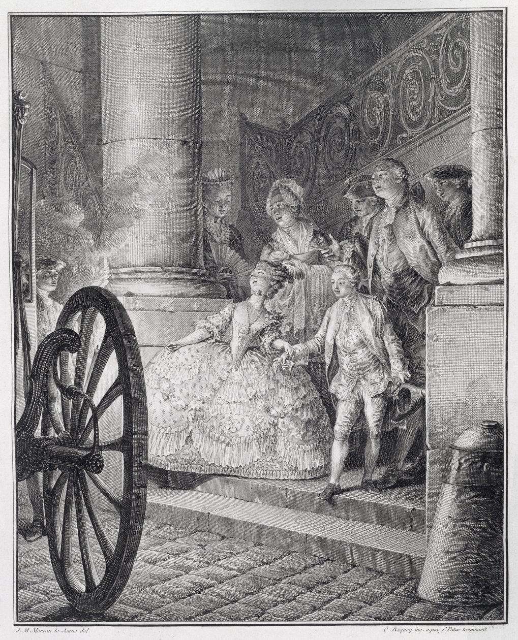 Trip to the Opera, Engraved by P.C. Baquoy and C.E. Patas by Jean Michel the Younger Moreau