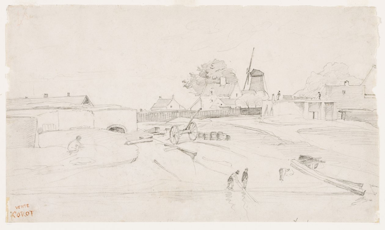 Windmill at Dunkirk by Jean Baptiste Camille Corot