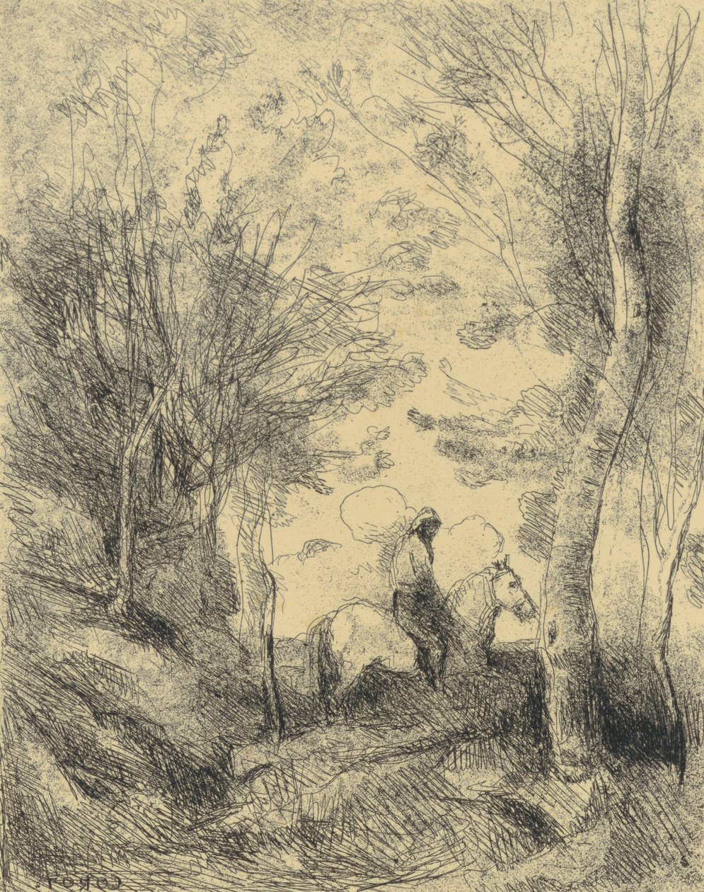 The Great Horseman in the Woods by Jean-Baptiste-Camille Corot