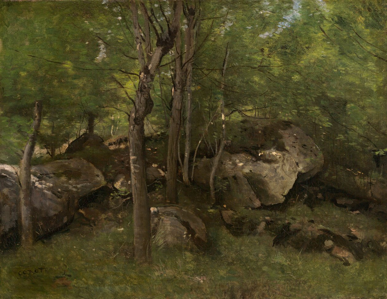 Rocks in the Forest of Fontainebleau by Jean-Baptiste-Camille Corot