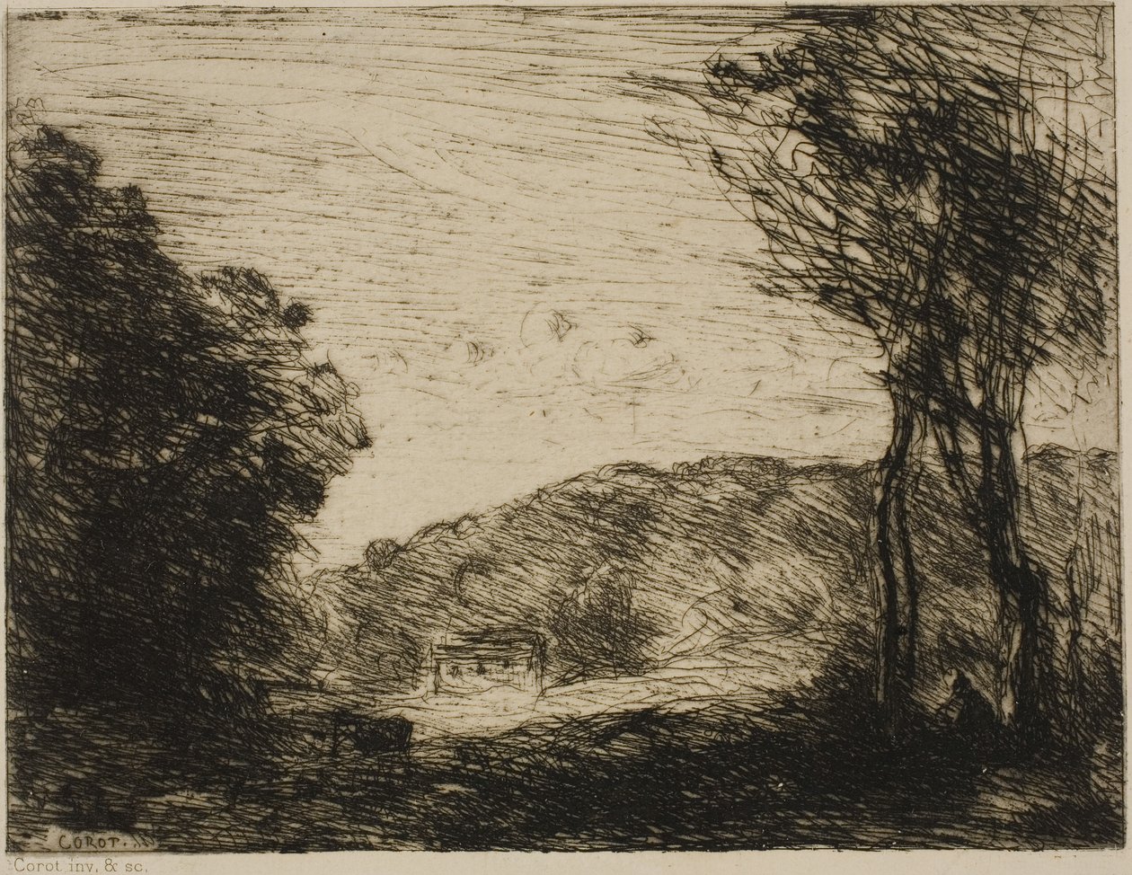 Wooded Countryside by Jean-Baptiste-Camille Corot